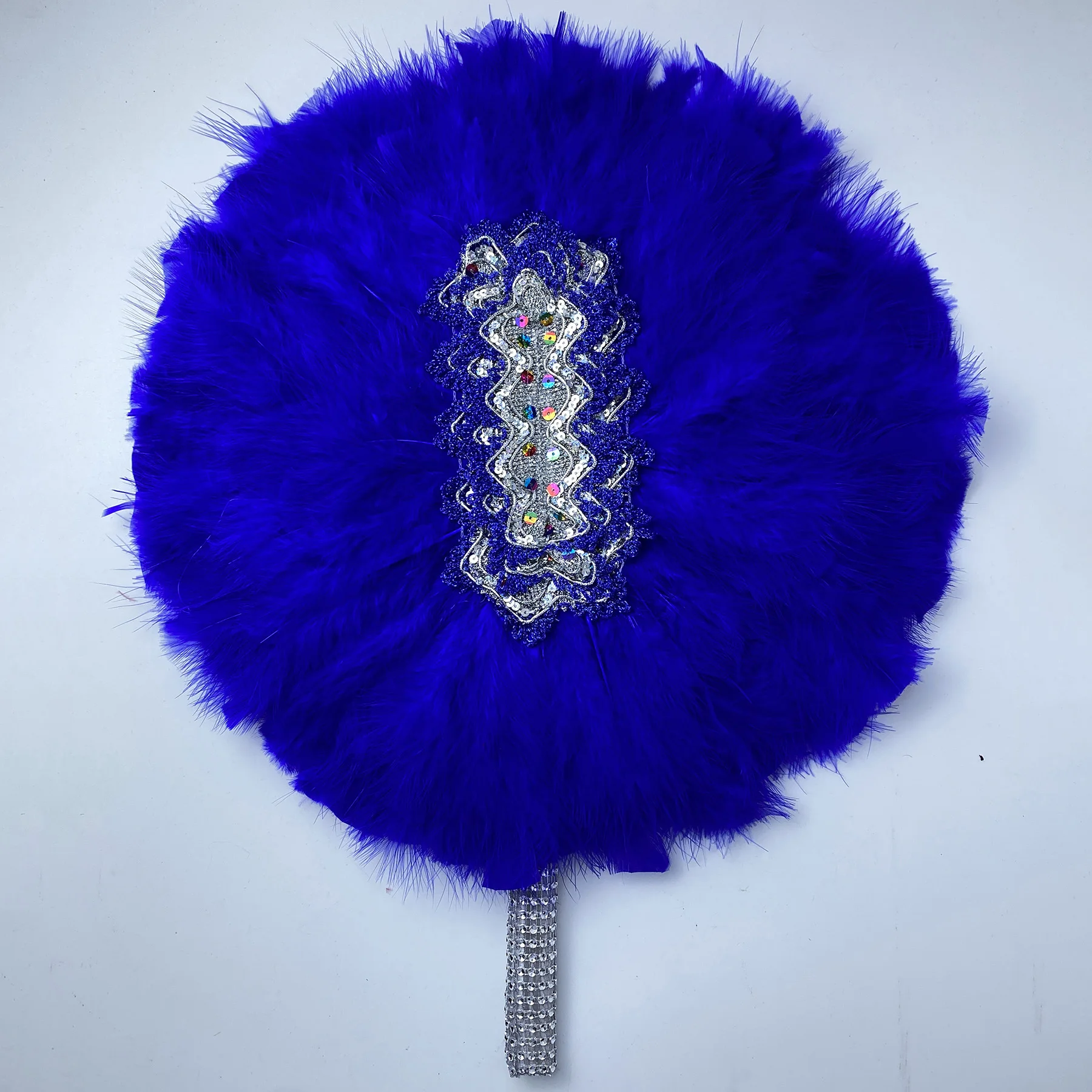 

Double Sided African Turkey Feather Hand Fan Feathers Bride Dance Handfan for Dance Wedding Decoration Fan with Sequins Fan