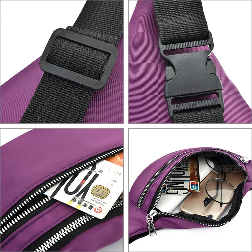 Waist Bag Women Three Zipper Pocket Fashion Men Female Belt Bag Chest Handbag Unisex Ladies Pink Waist Pack Belly Bags Purse