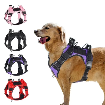 No Pull Dog Harness with Locator Silicone Protective Cover Anti slip Adjustable Pet Chest Harness for Medium & Large Dogs
