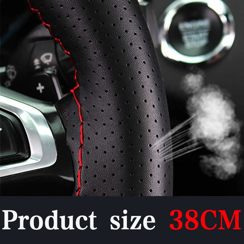 Universal Leather Car Steering Wheel Cover For 38cm Cars