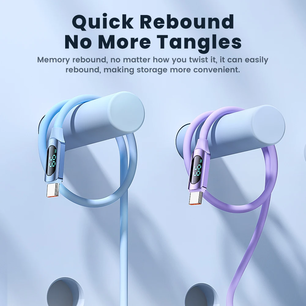 투키 USB A to 타입 C 케이블 LED 디스플레이 PD 고속 충전 USB C 데이터 케이블 삼성 S23 아너 70 프로 원플러스 충전 케이블