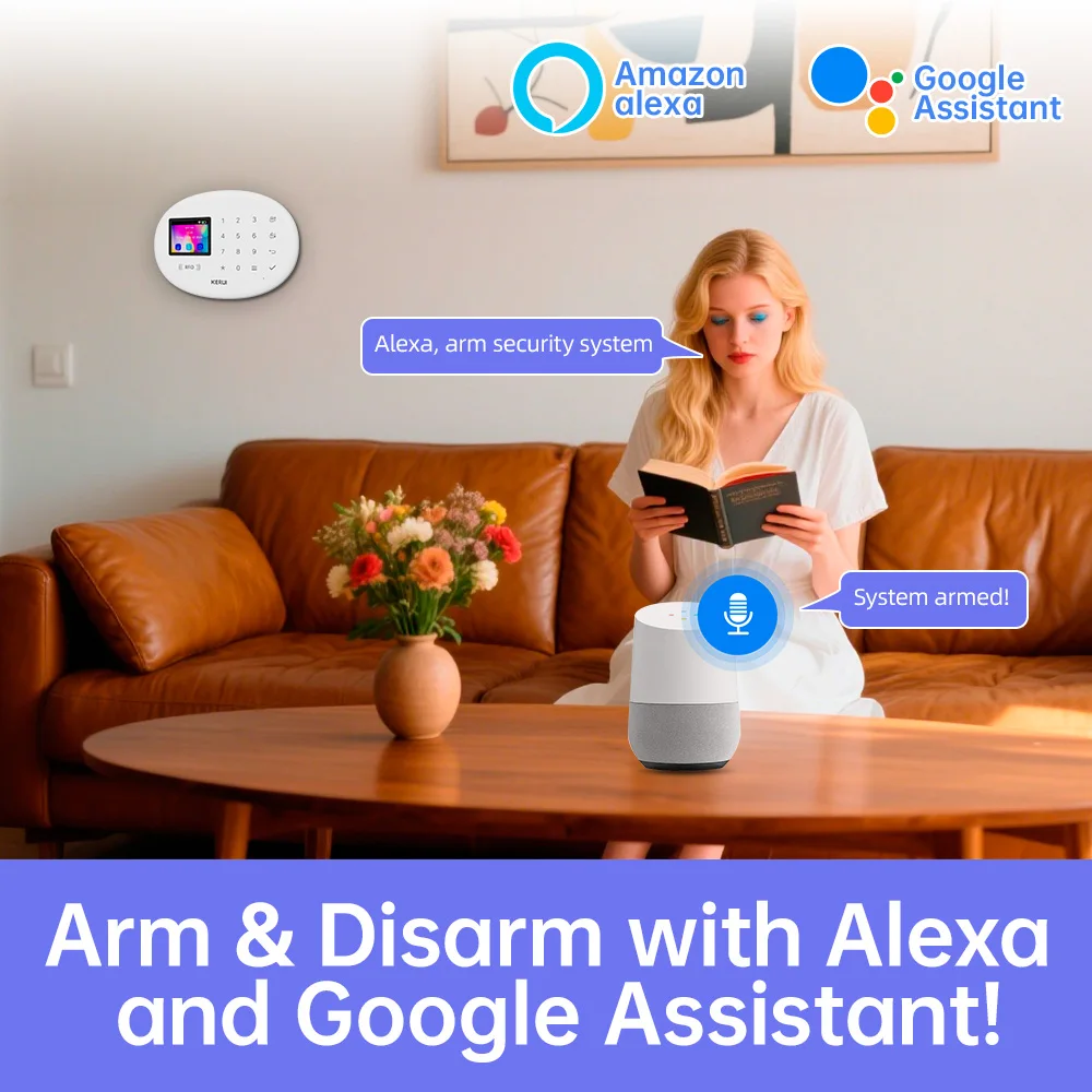 KERUI 4G WiFi GSM Wireless Home ALARM Kit Tuya สมาร์ทระบบ W204 สําหรับ Home Security พร้อม Motion Sensor เครื่องตรวจจับควันไซเรน 1