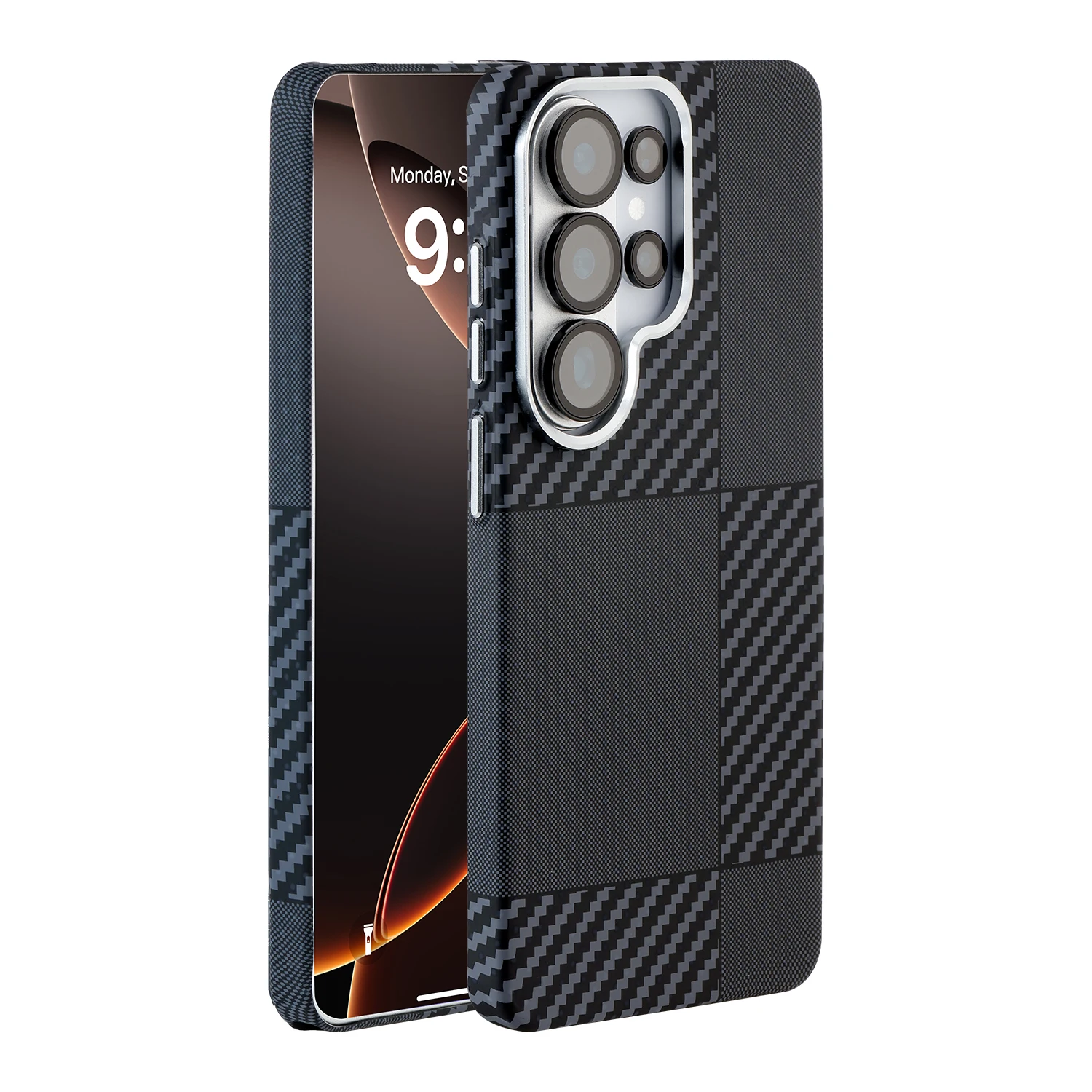 Luxurious Carbon Fiber Magnetic Armor Case with Wireless Charging Compatibility & Shockproof Protection
