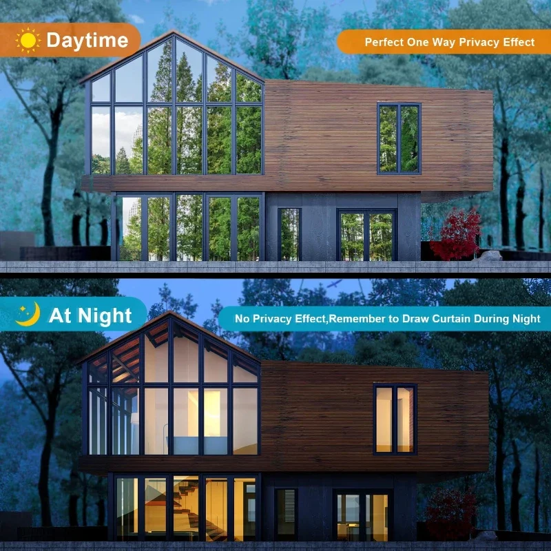 Window Privacy Film Window Privacy Film One Way Daytime Privacy Static Cling Sun Blocking Anti UV Reflective Mirror Window Tint for Home and Office