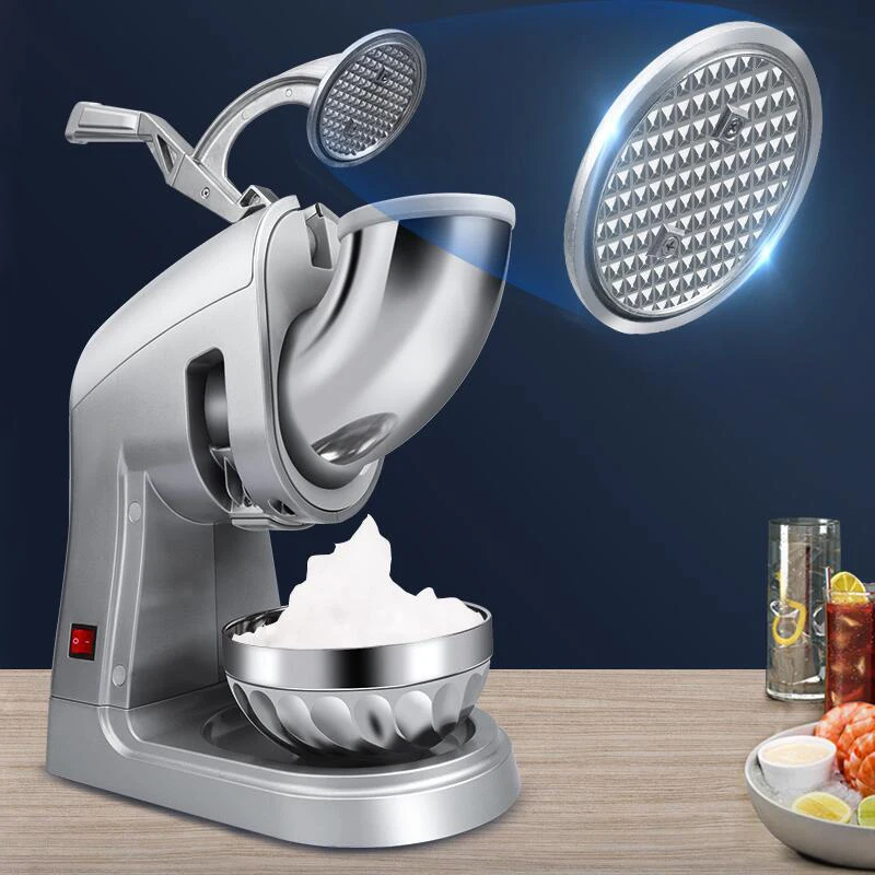 Electric Dual Blade Ice Crusher Machine Snow Cone Granizing with Free Tray for Home Commercial Icy Drink Smoothie Maker