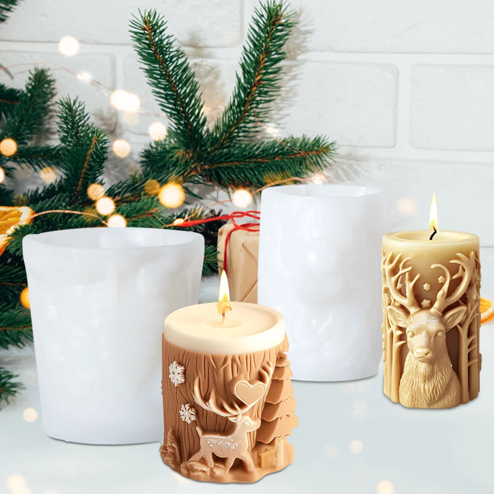 Scented Candle Silicone Mold DIY Handmade Christmas Candle Making Tools Merry Christmas Phrases Pillar Candle Mould X-mas Gifts