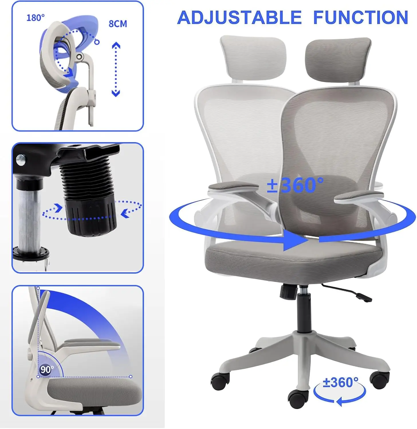 كراسي مكتب، كرسي كمبيوتر مريح، يدعم أسفل الظهر، أذ...