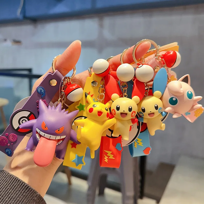 

Брелок для ключей в виде милой Пикачу, Meowth, Покемон гэнгар, кукла, Женский мультяшный подарок с подвеской-сумкой в виде машинки, подарок для детей на день рождения
