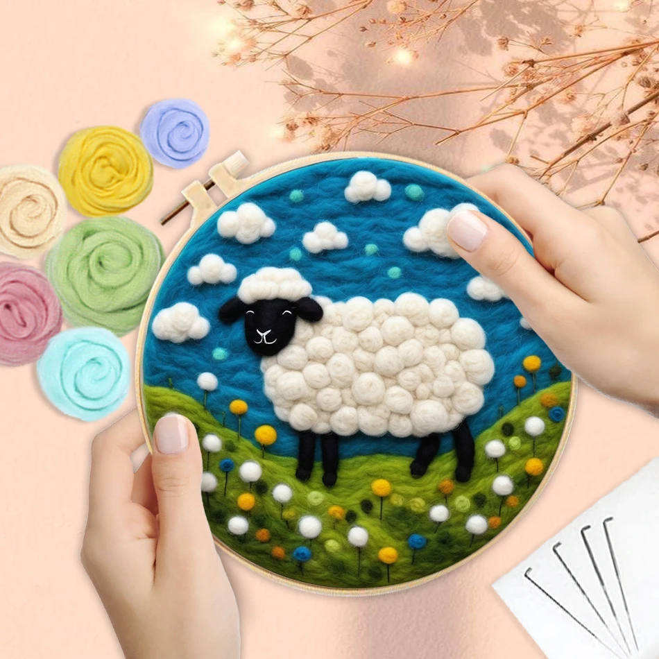PhotoWool Felting Painting DIY Wool Embroidery Kit Creative Animal DIY Needle Felt Picture Kit Craft Painting Gift