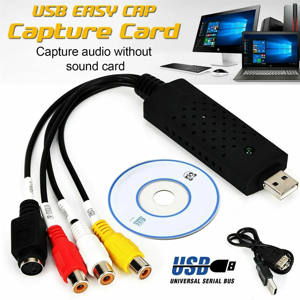 USB 2.0 to AV Video Capture Adapter converter Easier Cap USB Audio Video Capture Device Video TV DVD VHS DVR for Win7/8/10