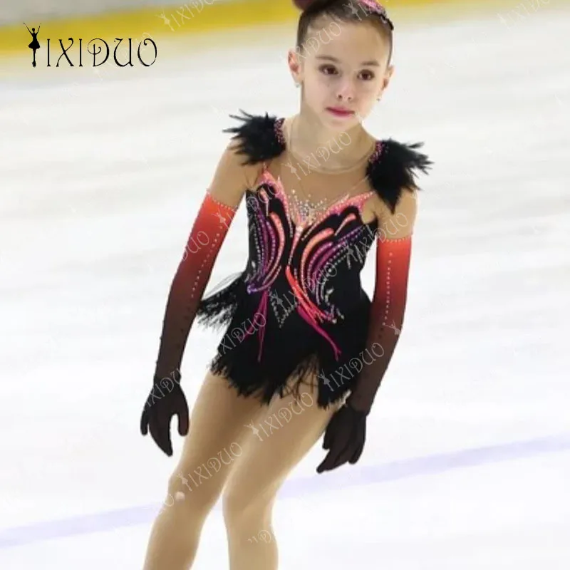 Justaucorps De Gymnastique Rythmique Femme/fille - Modèle Patchwork Dégradé Avec Strass - Fait Main Et Ajustable Sur Mesure - 8