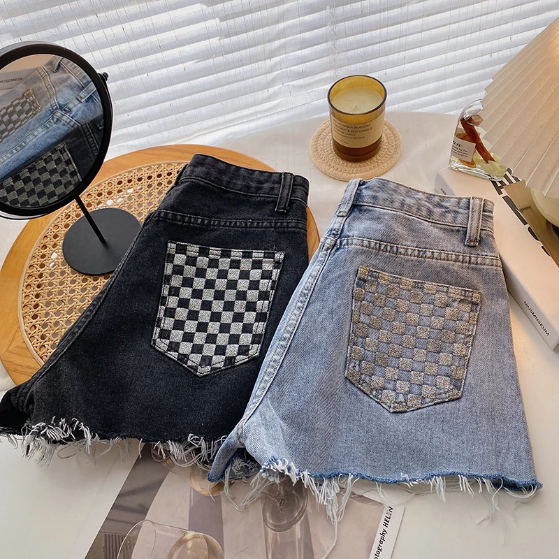 keiki kona shorts Ashgaily 2022 New High Waist female Fashion Casual Summer Cool Women Denim Shorts Wide Leg Hollow Out Plus Size Jean Shorts leather shorts