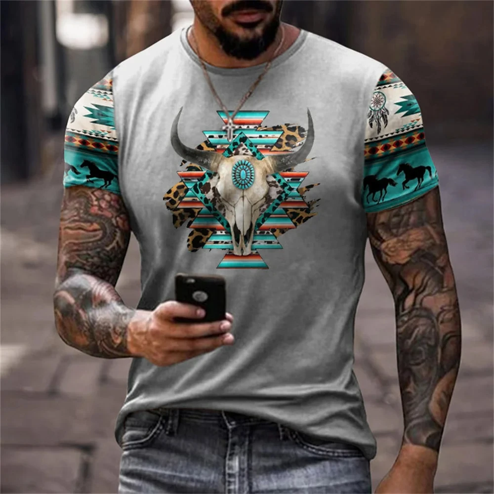 

Vintage Totem Shirt For Male Summer O Neck Sweatshirt Daily Cheap Short Sleeve Tops 3D Print Tees Denim Printing Men's T-shirt