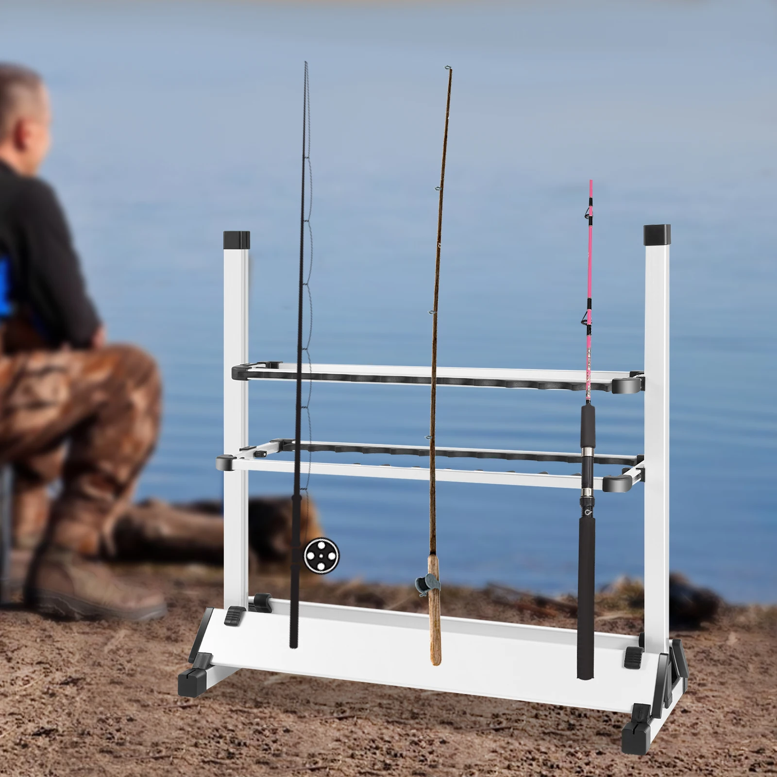 Fishing Rod Holder 24 Fishing Rods Adjustable Height Fishing Rod ...