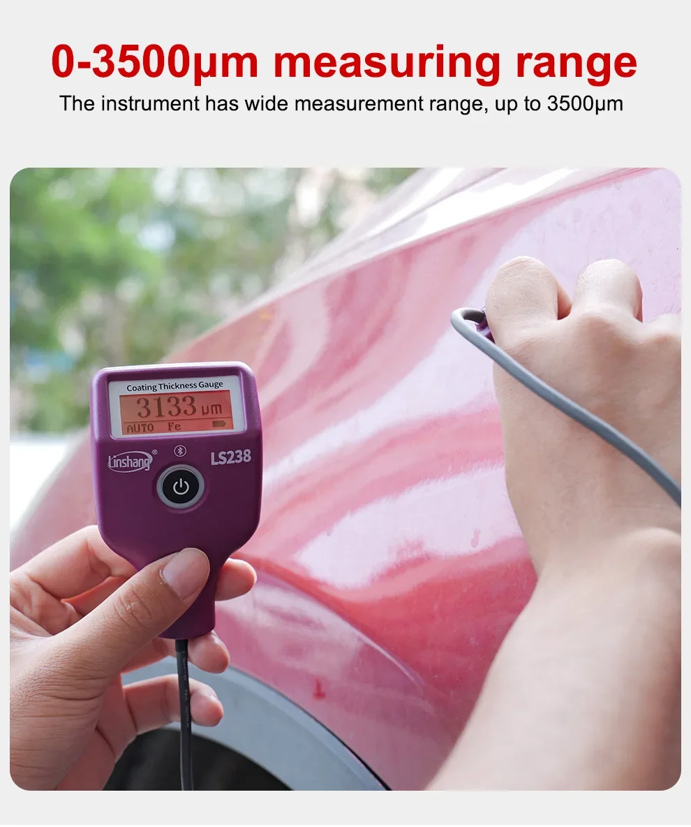 LS238 Digital Paint Thickness Gauge 0.0-3500μm Fe/Al Car Paint Coating Thickness