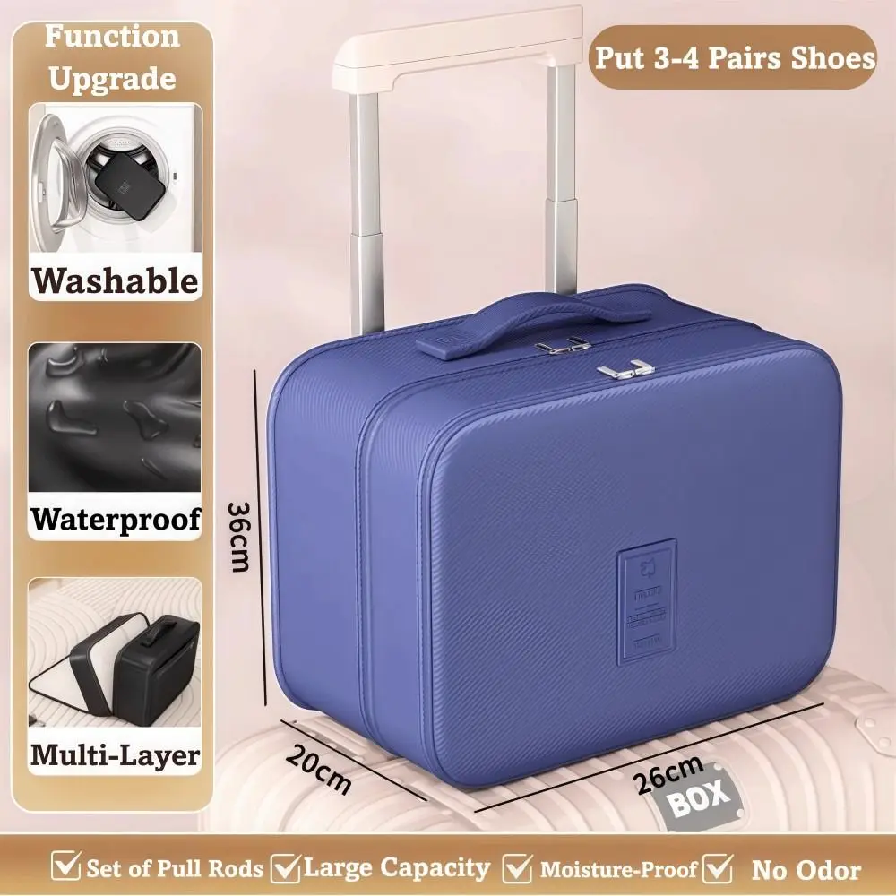 Upgraded Multi-layer Travel Shoe Bag Zipper Waterproof Sneakers Storage Bag Sturdy Portable Storage Box Store 4 Pairs of Shoes