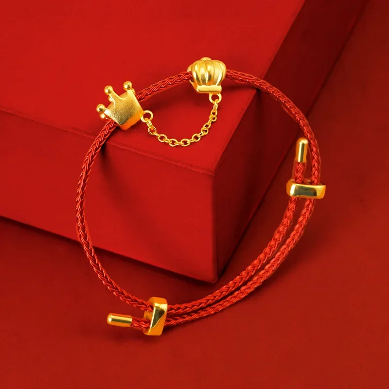 

Позолоченный браслет для мужчин и женщин, аксессуары «сделай сам» с короной, 24 к, подарок на день Святого Валентина, для влюбленных пар, браслеты, ювелирные изделия