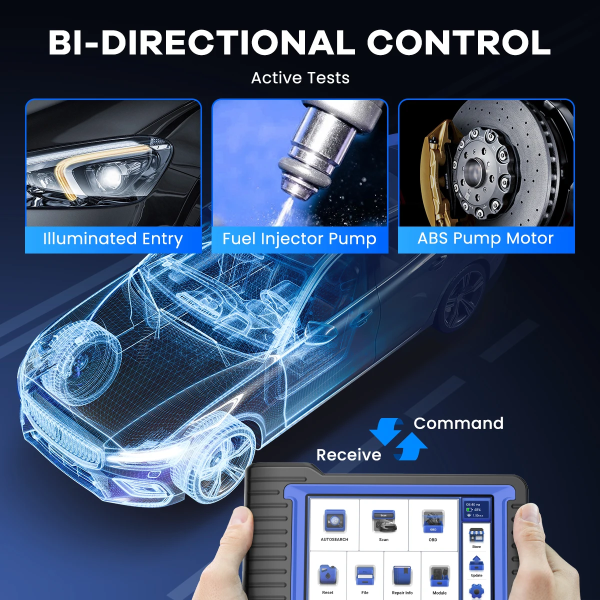 MUCAR VO7 VO7S Professional Auto OBD2 Scanner Full System 28 Reset ECU Coding Bi-directional ECM TCM SRS Scan Car Diagnose Tools