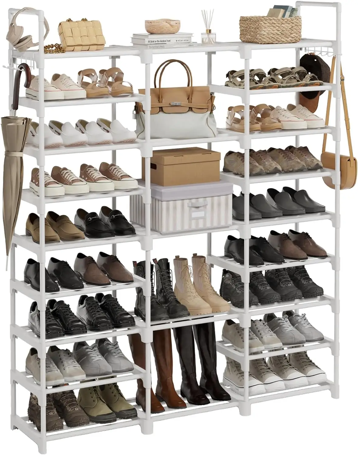 

WOWLIVE 9 Tiers Large Shoe Rack White Rack Organizer for Closet 50-55 Pairs Stackable Heavy Duty Shoe Rack Shelf Shoe