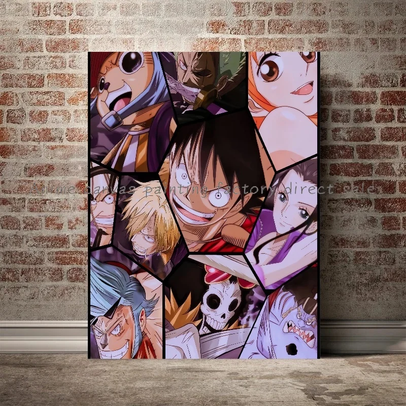 ワンピースアニメキャラクターポスター,ルフィ,サンジ,津波,HDプリント