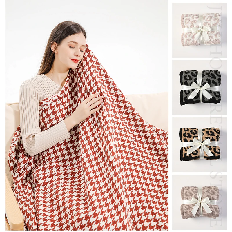 

High-quality Comfortable Plush Wool Blanket Children's Knitted Leopard Blanket Home Barefoot Soft Blanket Sofa Cover Blanket