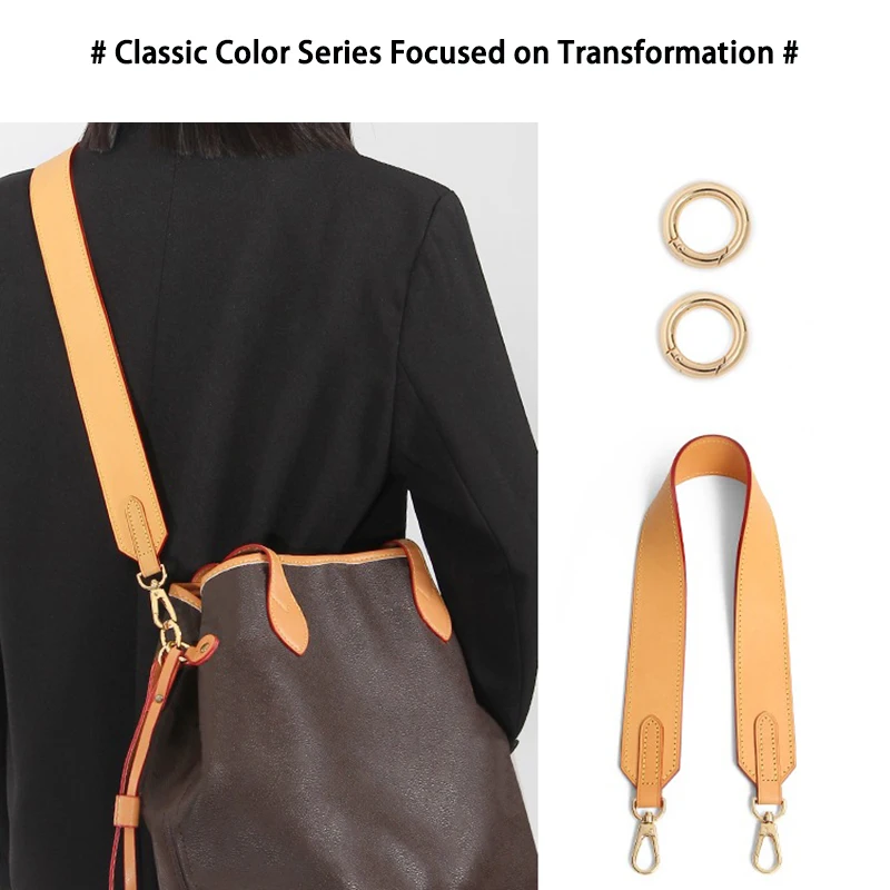 EverToner Wide Shoulder Strap Adjustable Replacement Bag Strap Double-sided Solid Color For l-v neverfull Belts Bag accessory