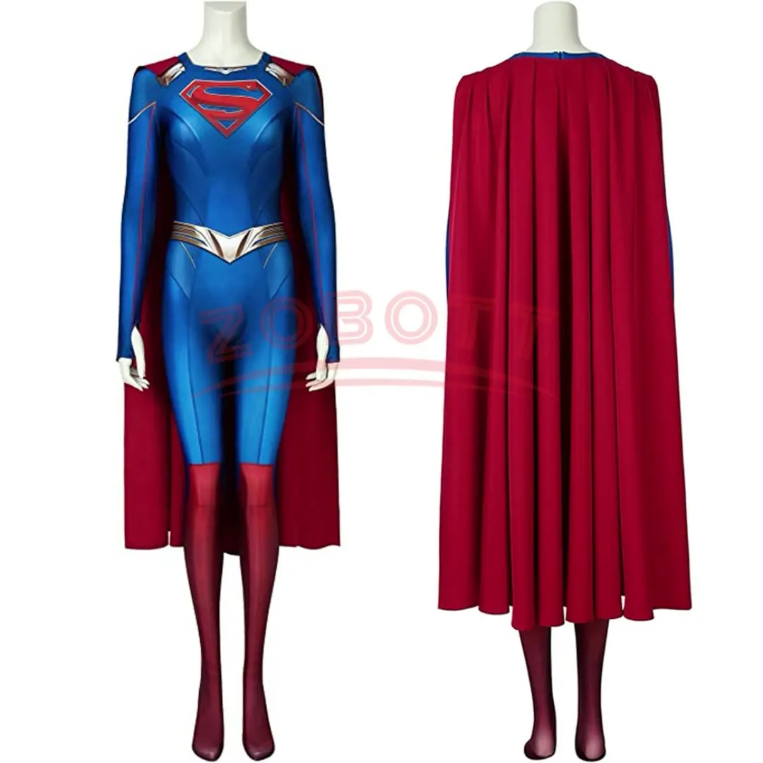 Superhero Cosplay Blue Bodysuit SuperWomen Zentai Costumes Womloak SuperGirl Cos Jumpsuit Rompers Aldult Outfits Role Play child shazam cosplay captain marvel costume billy batson jumpsuit costumes cloak superhero kids halloween zentai suit bodysuit