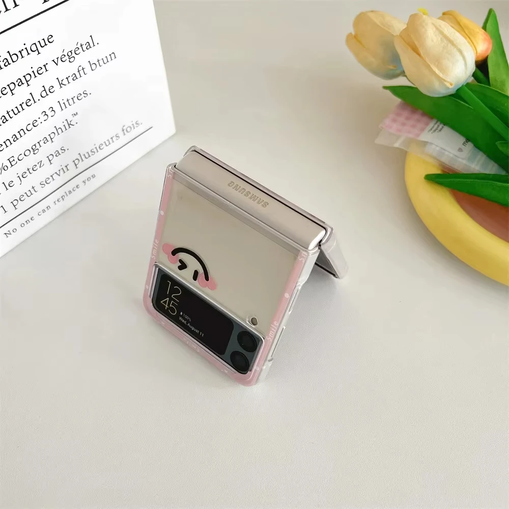 Korean Cute Happy Pattern Transparent Shockproof Folding Phone Case