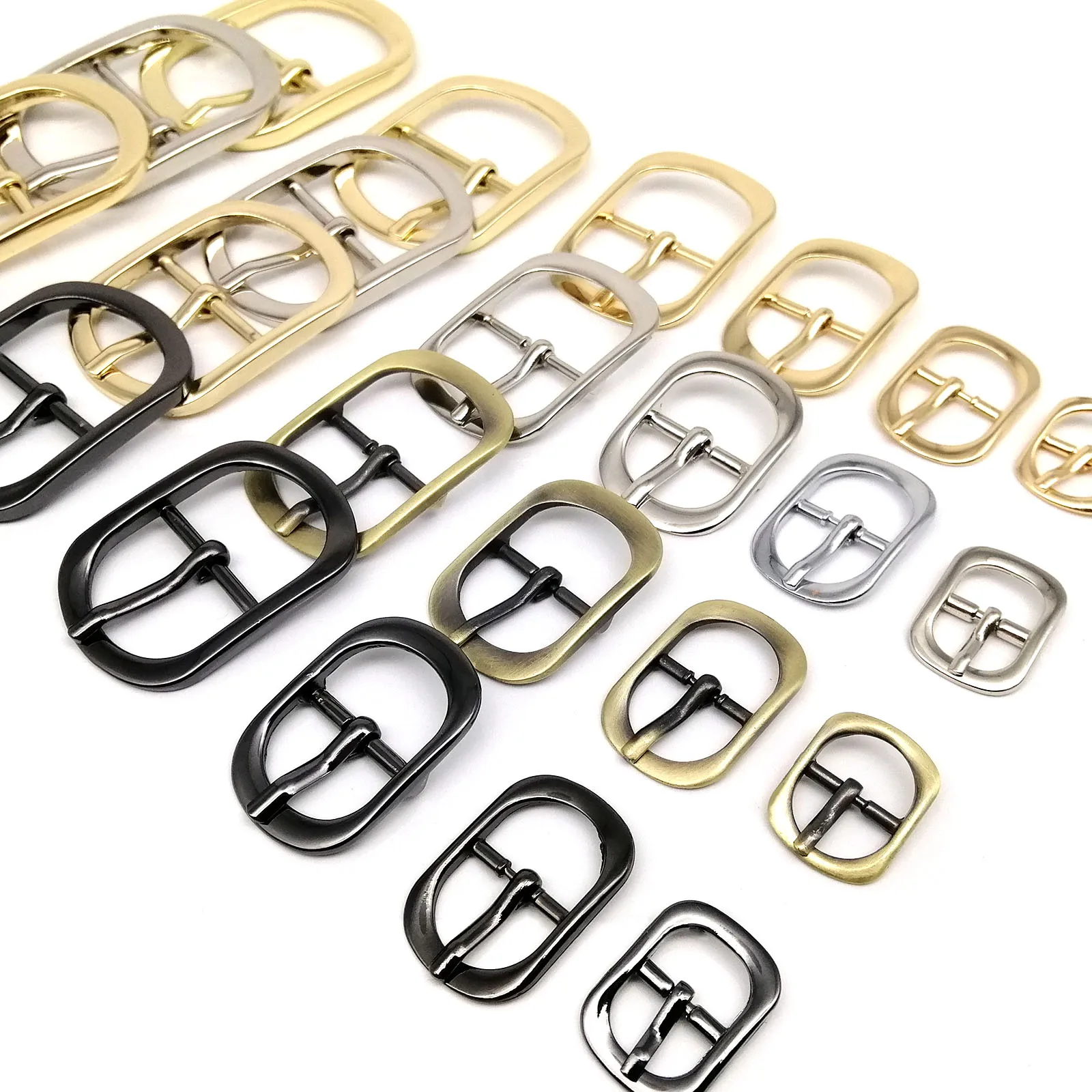 Roller Pin Buckle 10pcs Inner Wide 13 15 20 25 32 38mm Adjust Roller Pin Buckle Snap Oval Ring Leather Bag Handbag Shoe Shoulder Strap Belt Repair