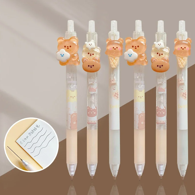 2pcs Cute Bear Mechanical Pencils Kawaii Automatic Pencils Students Writing Tool Korean Stationery Kawaii Office School Supplies 2pcs set toilet seat top fix seat hinge hole fixings well nut screws rubber back to wall toilet cover screw cover plate supplies