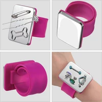 Outils de coiffure, bracelet magnétique en Gel et Silicone pour tresses, dragonne noire, avec 3 peignes à queue de Rat et clips 6p 2