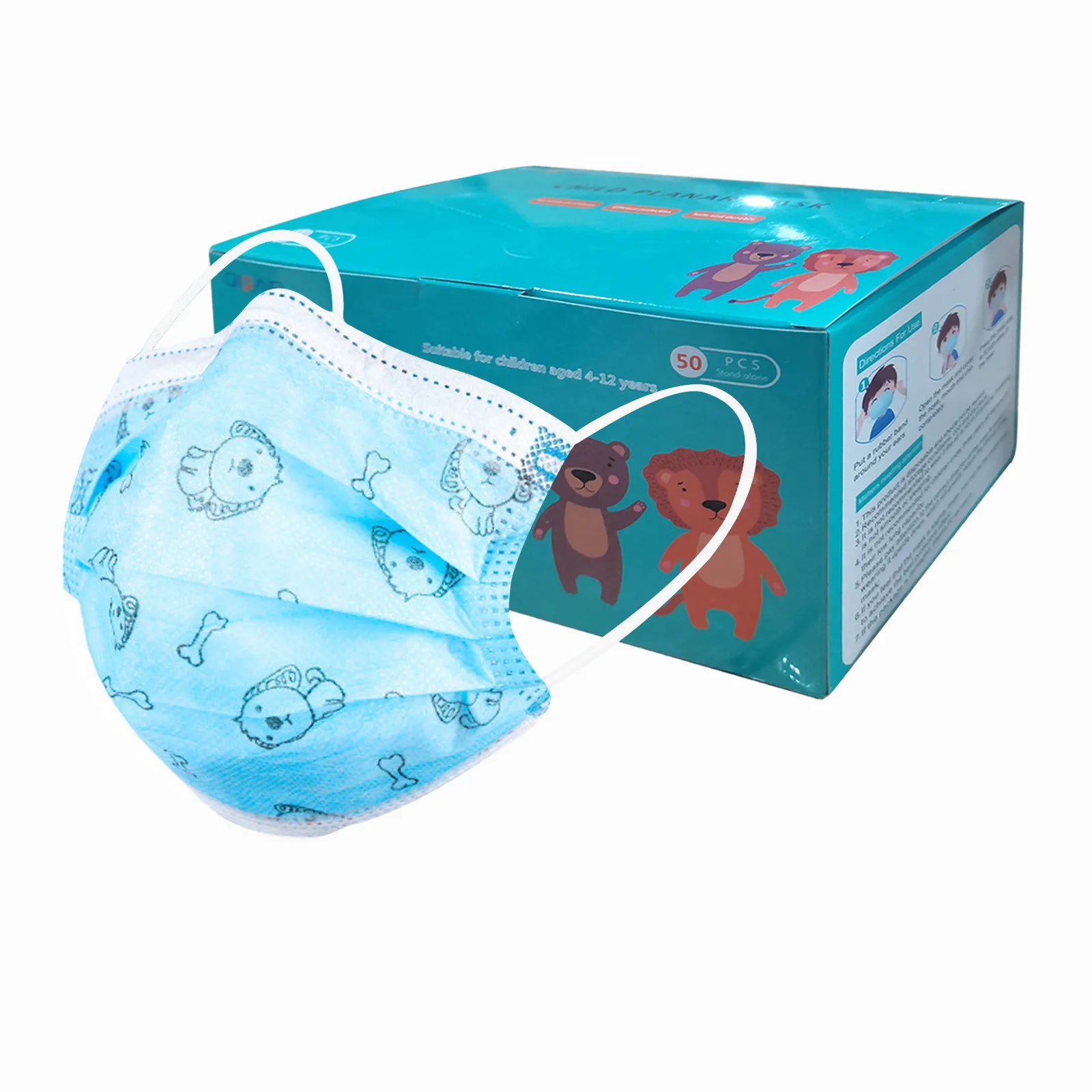 Children'S Mask Disposable Solid Mask Color Mask Non-Woven Printed Mask 50pc Disposable Face Mask Mouth Cover 마스크 маски マスク가면 4
