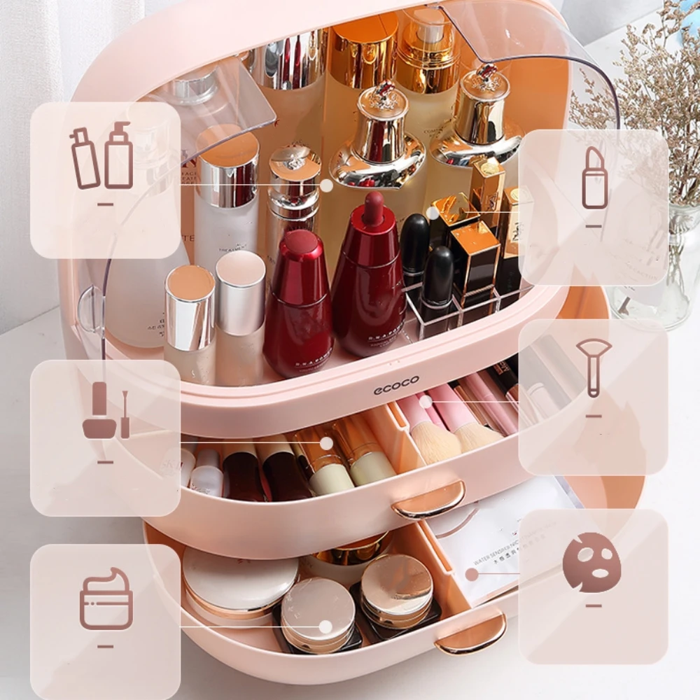 Cosmetic Storage Box Big Capacity Dustproof Waterproof Makeup Organizers Home Skin Care Make Up Nail Jewelry Storage Drawers 3