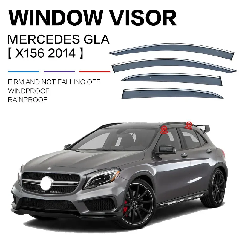 Fit For Mercedes Benz GLA X156 H247 2014- Window visor Mirror eyebrow Awnings Shelters Sun Rain Shield Wind Deflector