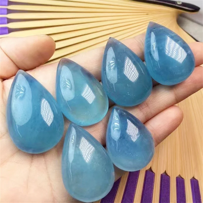 

Natural Aquamarine Teardrop Pendant Crystal Polishing Exquisite Girl Jewelry Healing Fengshui Stone Gift 1PCS 32-40MM