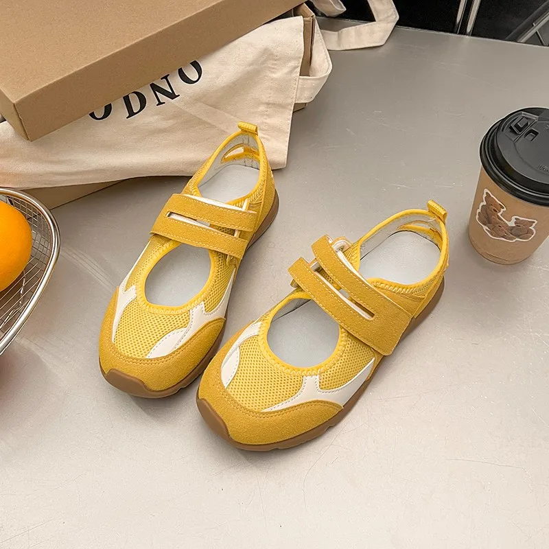 브랜드 플랫 여성 운동화 캐주얼 스포츠 신발 Marie Jane Loafers 새로운 샌들 메쉬 2025 Summer Fad Comfort Running sneakers