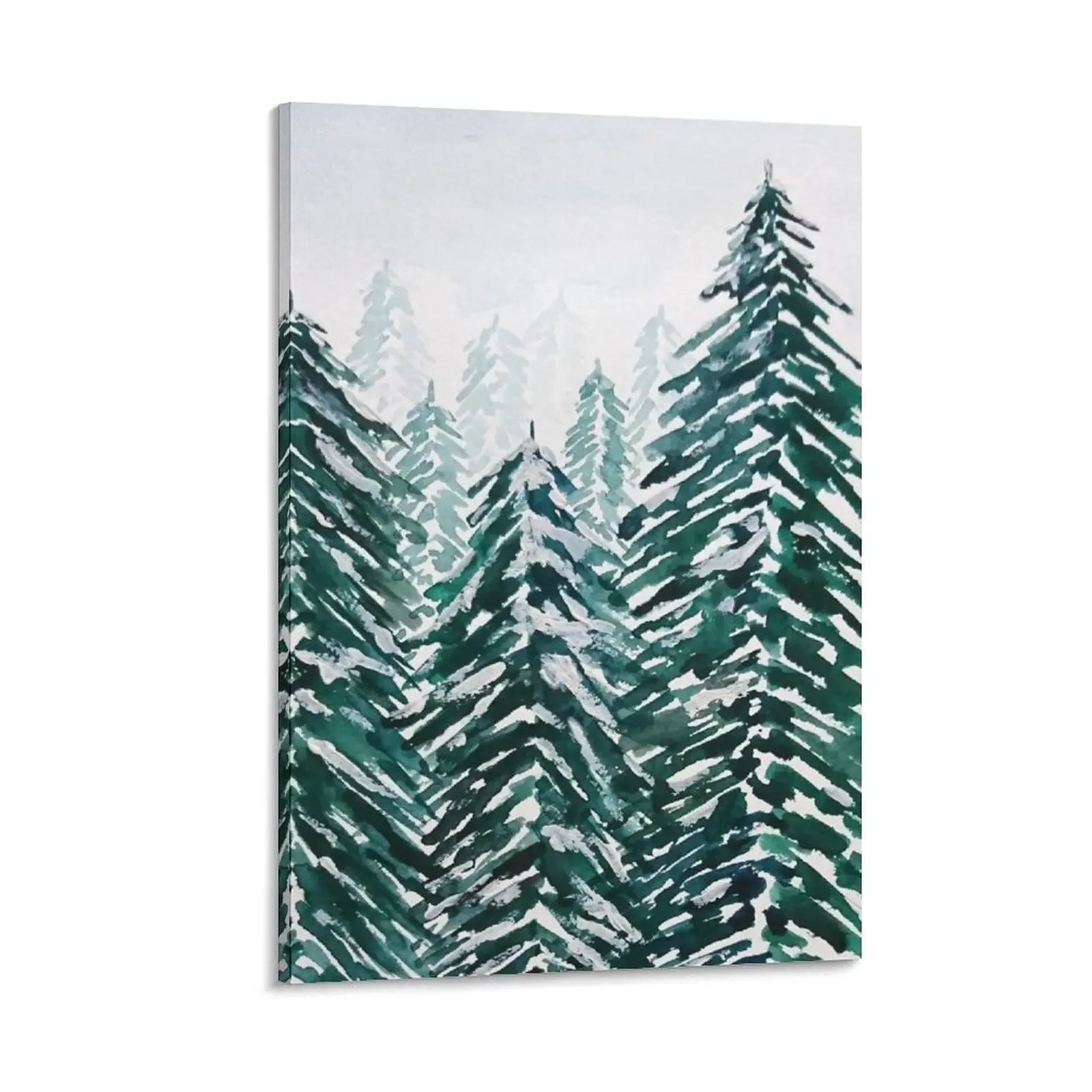 

snowy pine forest green Canvas Painting poster mural pictures for wall