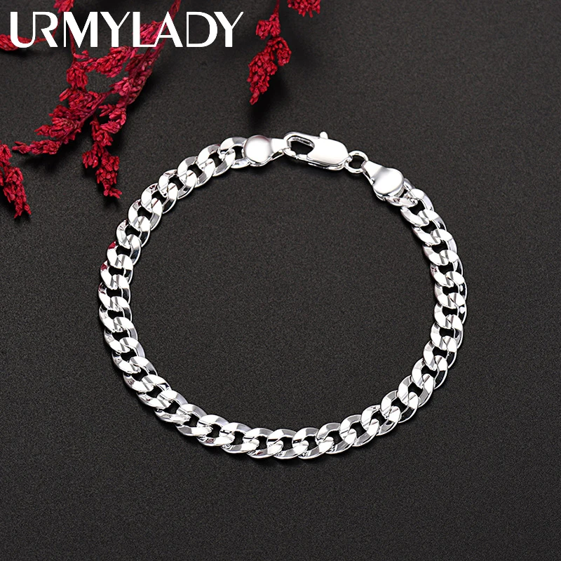 925 Sterling Silver 7MM chain bracelets For Man Women jewelry wedding party gifts silver bracelet