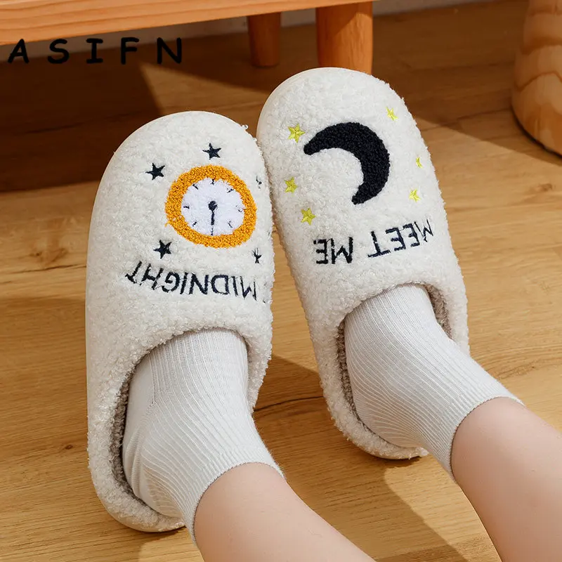 Winter Fashion Women's Slippers Cozy Comfort Meet Me At Midnight Slides Soft Sole Anti-slip Moon Houseshoes Fans Gift 6