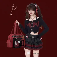 Kabaqoo – sac à bandoulière en toile Love and Deepspace pour femmes, sac fourre-tout mignon multifonction de grande capacité pour filles 5