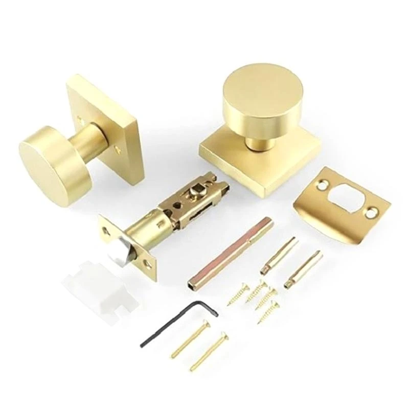 E15D Heavy Duty Square Door Handle Gold Interior Door Knobs with Square Designs Suitable for Bedroom & Bathroom Privacy