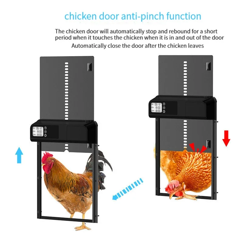 Timer Automatic Chicken Coop Door Motor Intelligent Chicken House Door Waterproof Pets Cages Door Outdoor Farm Accessories