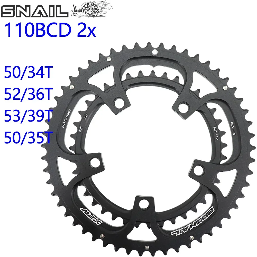 

Snail Double Chainring 110bcd Road Bike Round Oval Chainring 2x 50t 35t 34t 52t 36t 53t 39t Gravel for Sram Red Rival S350 S900