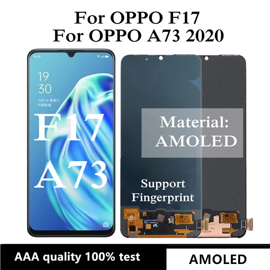 

6.44" AMOLED For Oppo A73 2020 CPH2099 / F17 CPH2095 LCD Display Touch Screen Digitizer Assembly