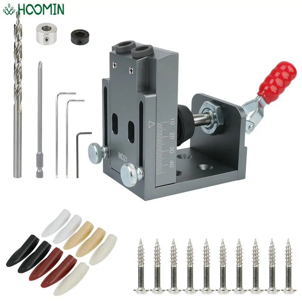 

15 Degrees Pocket Hole Jig Kit Push-pull Clamp Locator With Drill Bit Set DIY Carpentry Tools Set Hole Puncher