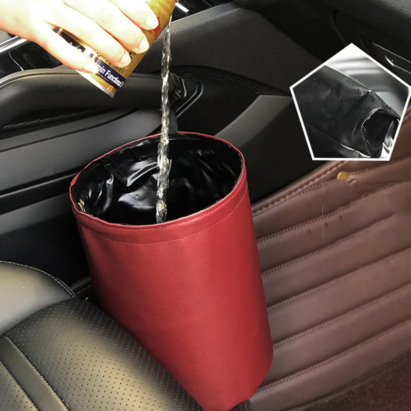 Car Interior Rubbish Container Storage Busket for Waste Organizer Holder Waterproof Garbage Can Trash Bin Folding Car Organizer