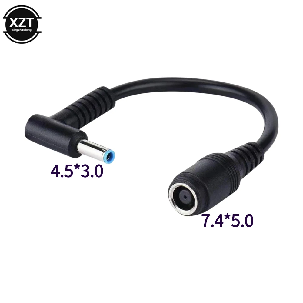 Convertisseur de chargeur d'alimentation cc 7.4mm à 4.5mm, 1 pièce, grand câble de connecteur adaptateur cc de remplacement pour pointes bleues HP Dell