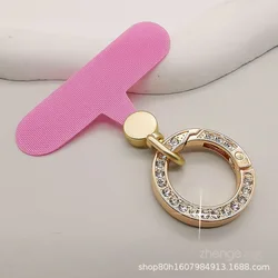 Diamond Tether Anti - Lost Phone Lanyard with Detachable Metal Ring and Hanging Cord - Metal (Pink)