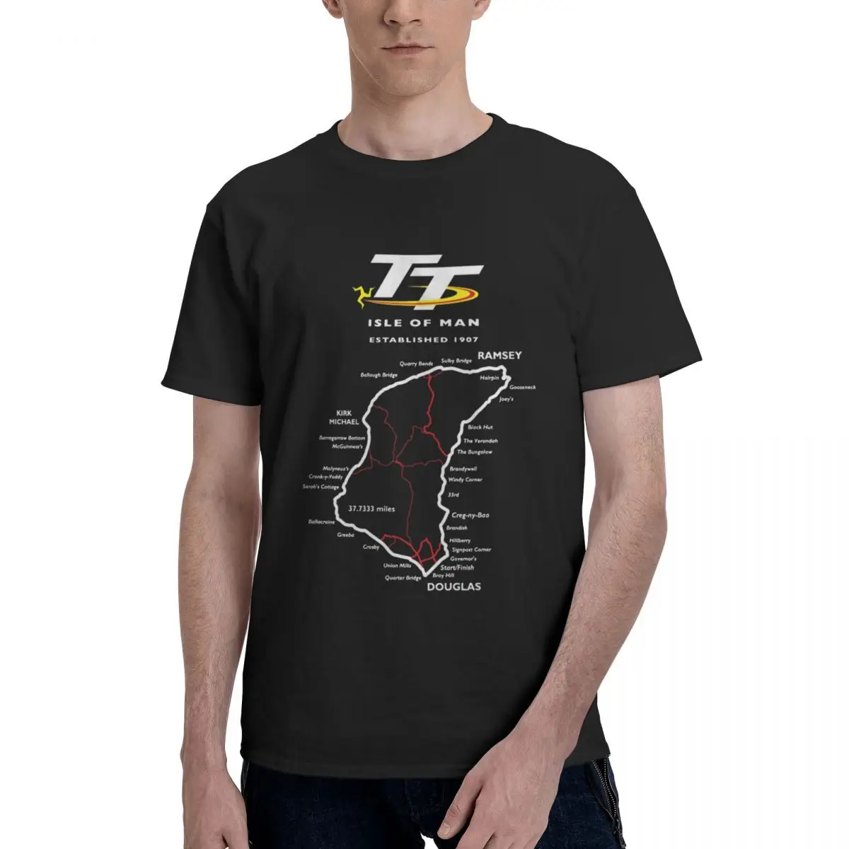 

TT Isle Of Man Men's Cotton T-shirt Short Sleeve Vintage Y2k Style Graphic Harajuku Custom T shirt