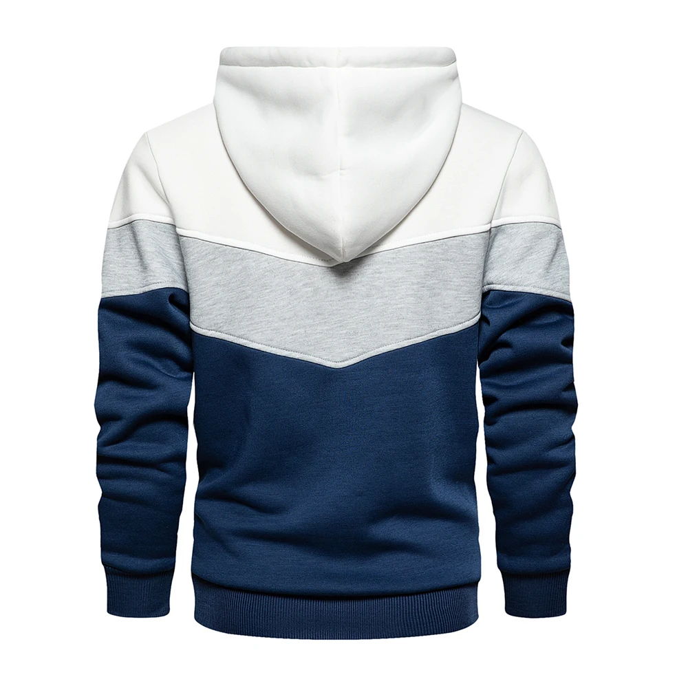 2023 men's Mustang logo patchwork hooded autumn new three-color stitching hooded sweatshirt Harajuku street clothing